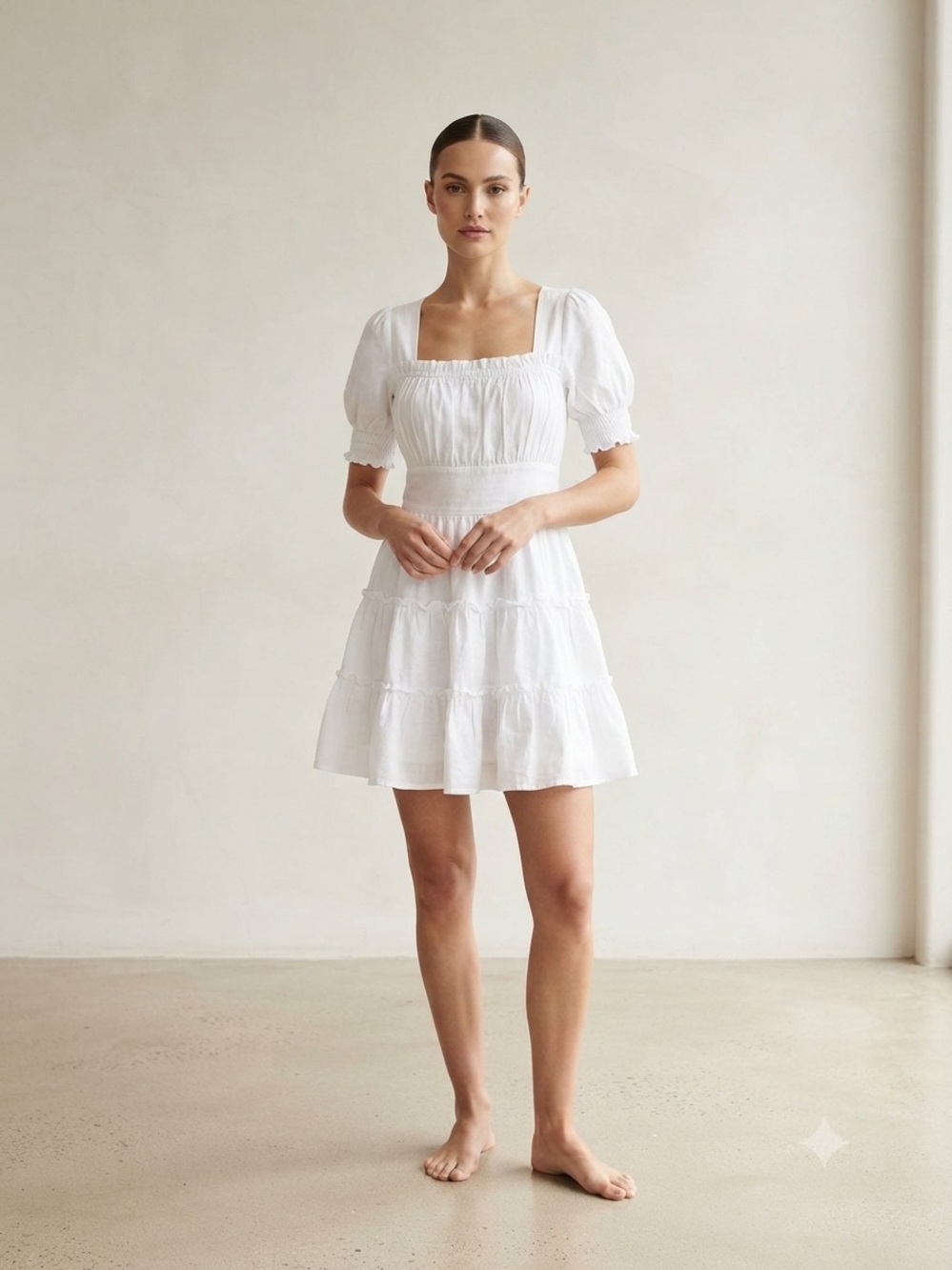Altar'd State $70 White Tiered Puff Sleeve Mini Dress - NWT Small